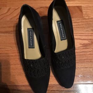 Black suede heels size 7